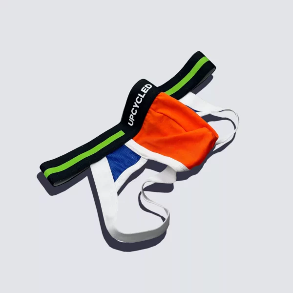 Upcycled Jock Mesh Orange and Blue - Image 2